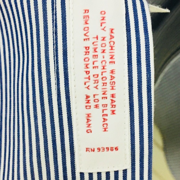Mens 18-4/5 Brooks Bros Shirt Blue White Stripe Button Down Regular Fit Non Iron - Picture 6 of 8